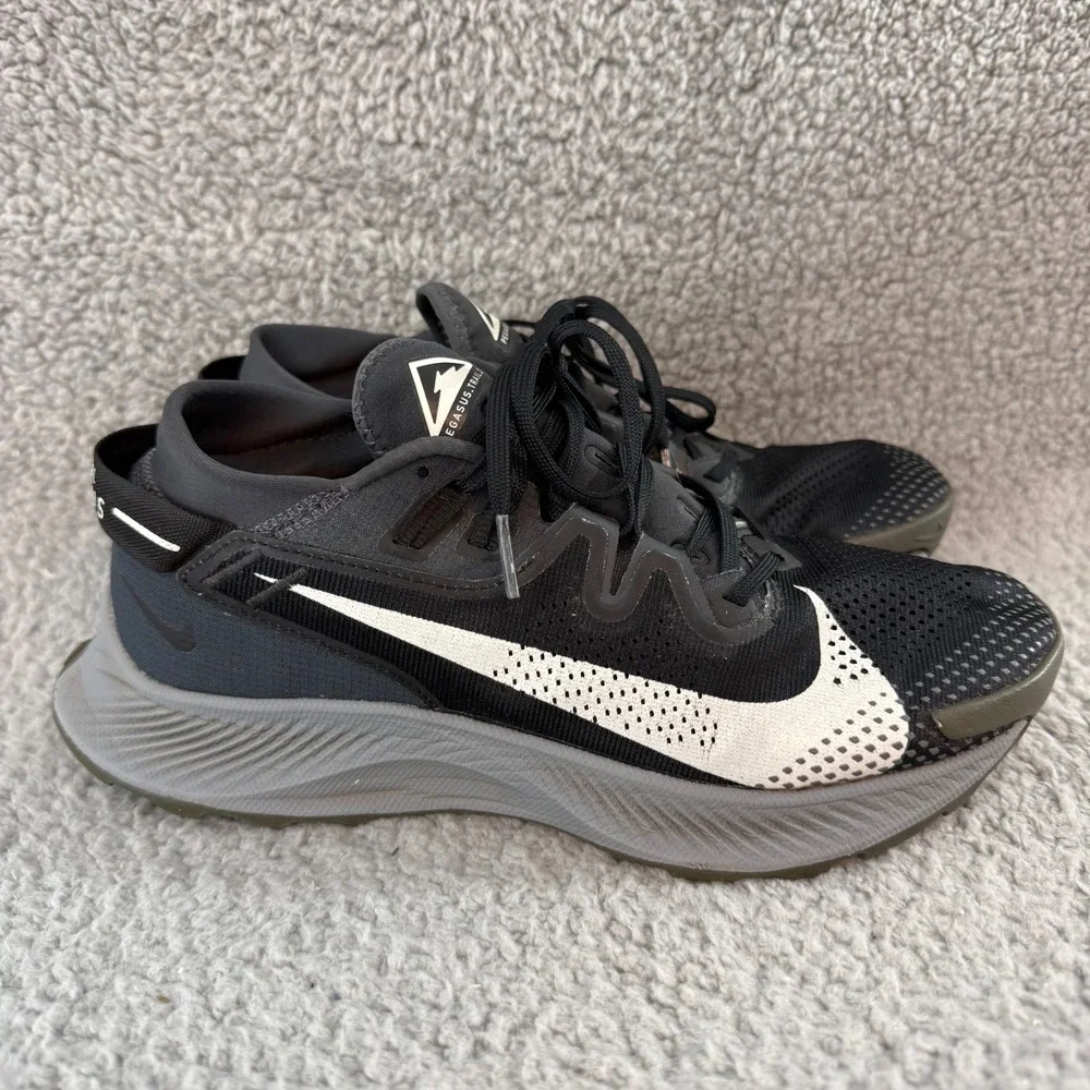 Nike Pegasus Trail 2 Mens Size 7 Black White Running Hiking Trail‎ Shoes CK4305